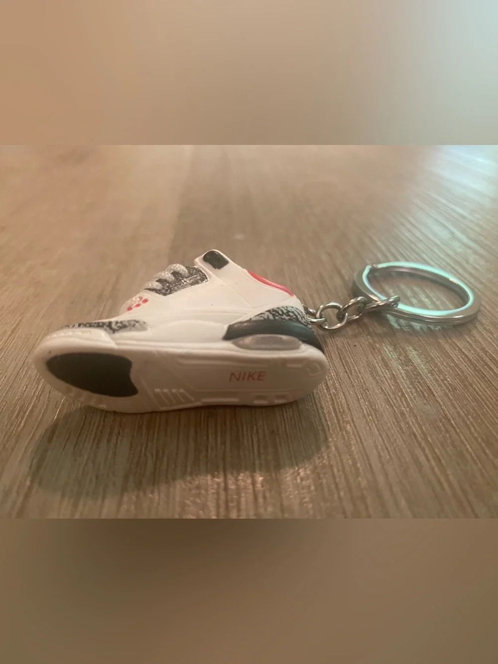 Mini Air Jordan 3 White Cement Reimagined Keychain